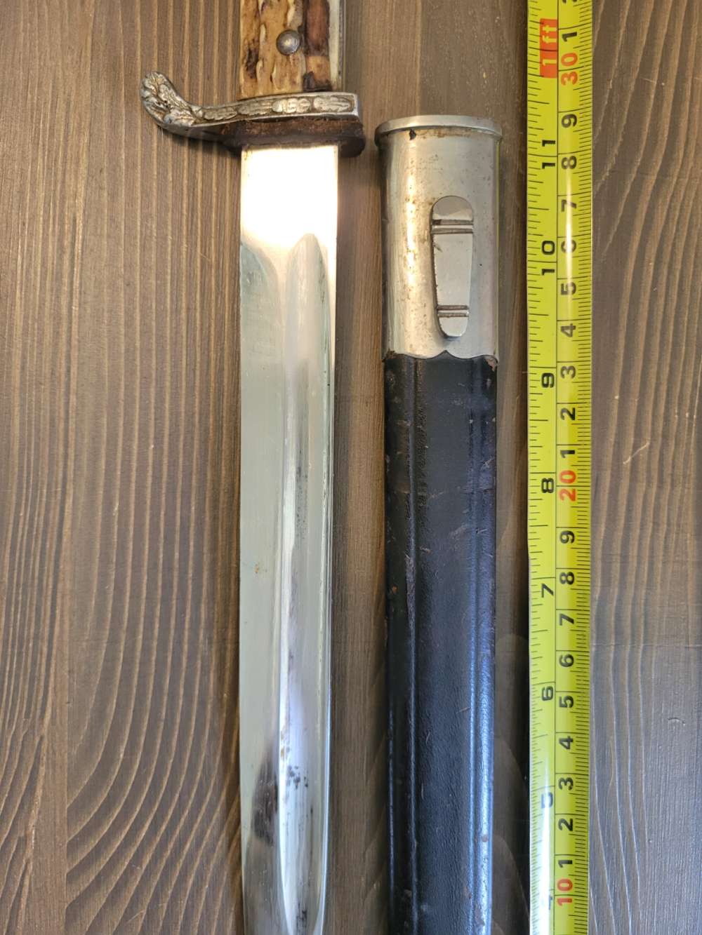 World War II German Stag Handle Eagle Head Bayonet w/SS Oval Carl Eickhorn-img-5