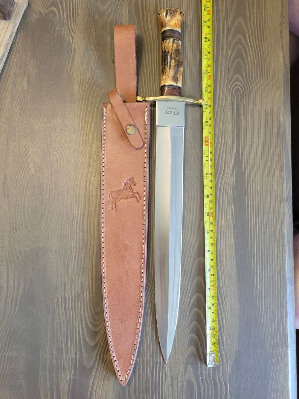 Colt Model CT822 Stag Handle Spear Point Bowie Knife w/ORG Box!-img-6