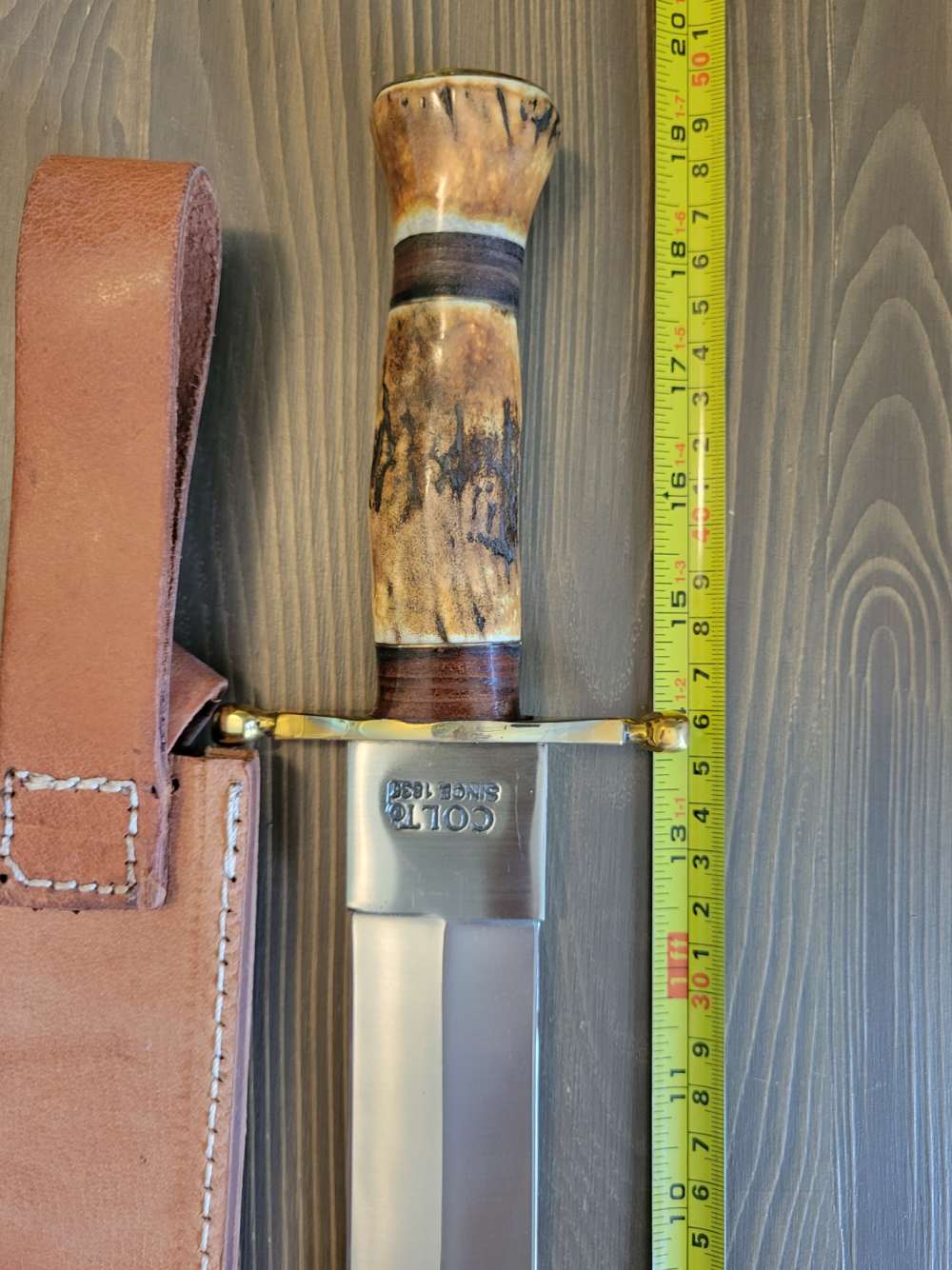Colt Model CT822 Stag Handle Spear Point Bowie Knife w/ORG Box!-img-11