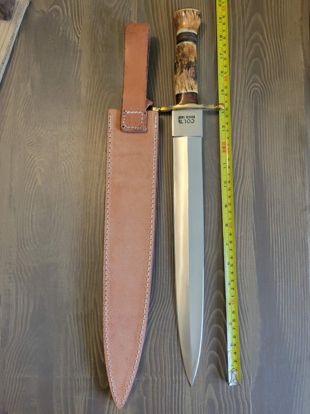 Colt Model CT822 Stag Handle Spear Point Bowie Knife w/ORG Box!-img-10