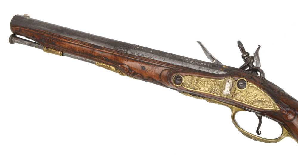 Fancy Deeply Chiseled Tuscan Style "Madrid Lock" Flintlock Pistol Ca. 1750-img-4