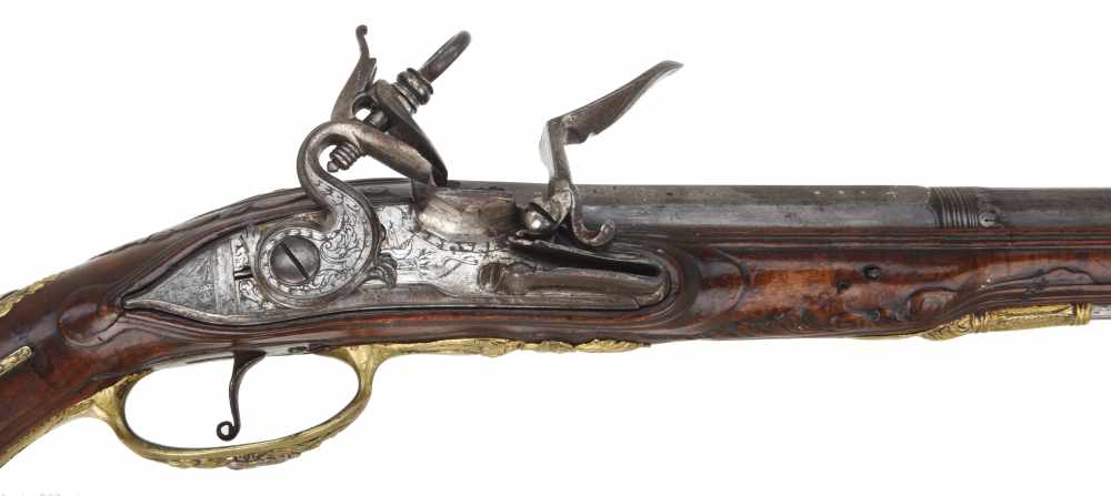Fancy Deeply Chiseled Tuscan Style "Madrid Lock" Flintlock Pistol Ca. 1750-img-10