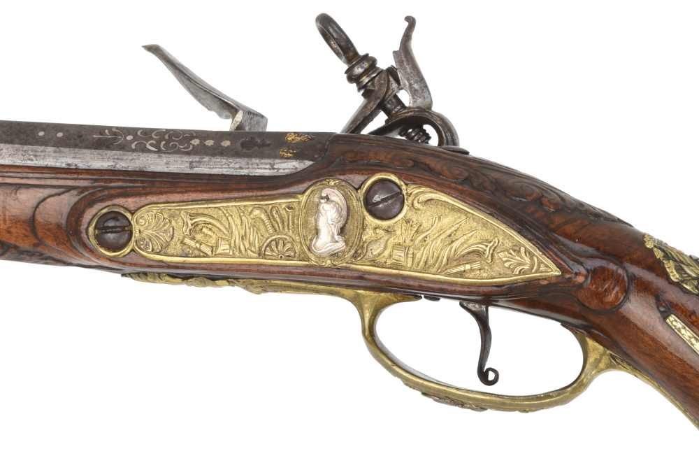 Fancy Deeply Chiseled Tuscan Style "Madrid Lock" Flintlock Pistol Ca. 1750-img-5