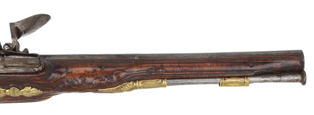Fancy Deeply Chiseled Tuscan Style "Madrid Lock" Flintlock Pistol Ca. 1750-img-6