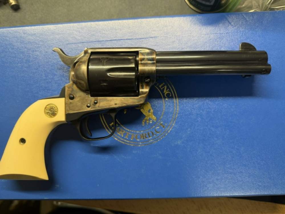NIB 1993 Colt Custom Shop SAA .45 LC 4 /3/4" w/ Factory Elephant Ivory Grip-img-0