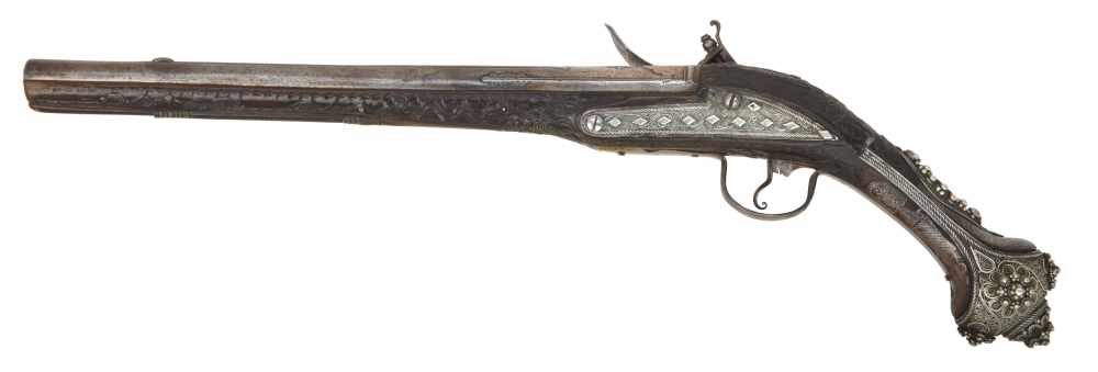 18th-19th Century Ottoman Flintlock Pistol Decorated by Master Silversmith-img-4