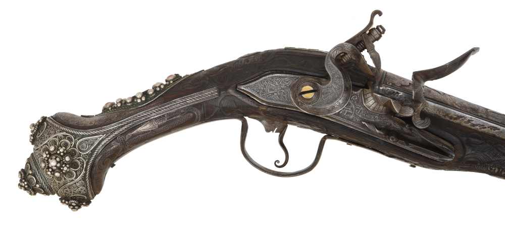 18th-19th Century Ottoman Flintlock Pistol Decorated by Master Silversmith-img-2