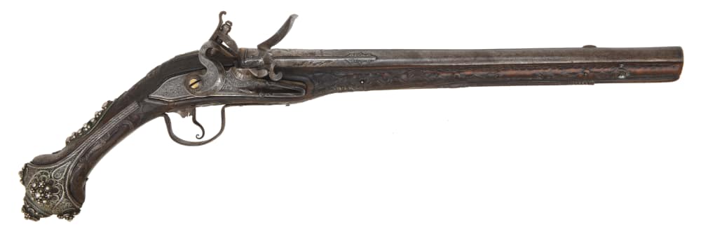 18th-19th Century Ottoman Flintlock Pistol Decorated by Master Silversmith-img-1