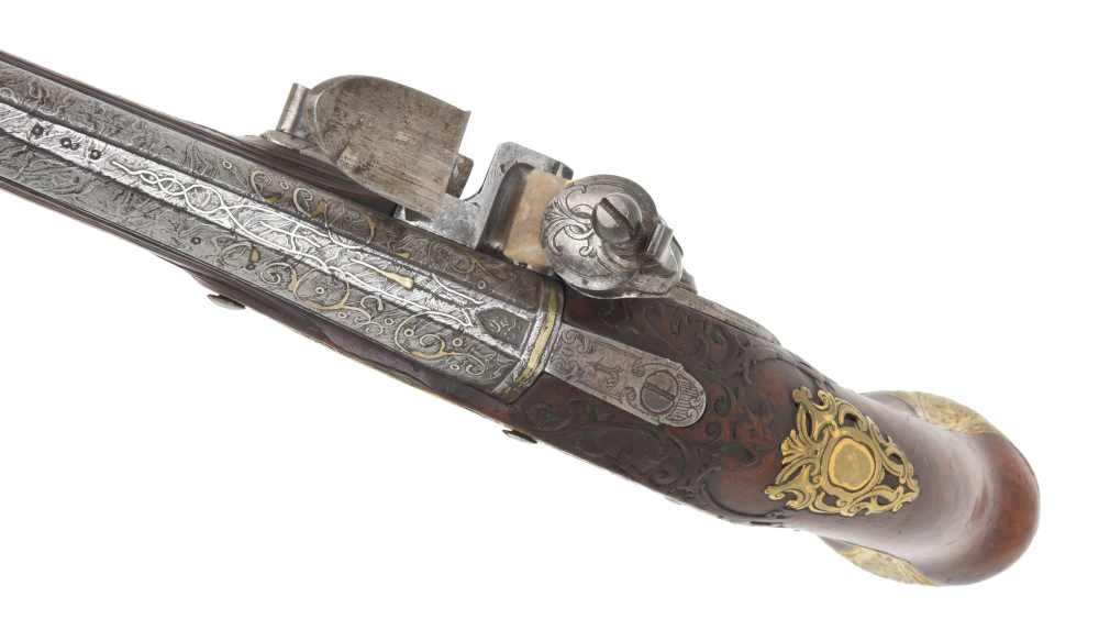 HIGH QUALITY Austro-Hungarian Flintlock Pistol w/ Damascus Barrel Ca. 1750-img-11