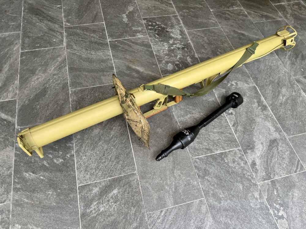 WWII German Panzerschreck Rocket Launcher w/ Shield Sling & Markings-img-0