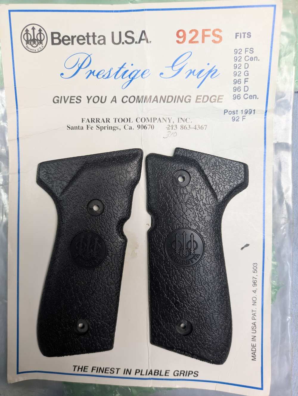 Beretta USA 92FS Rubber Grips Farrar Tool Co -img-0