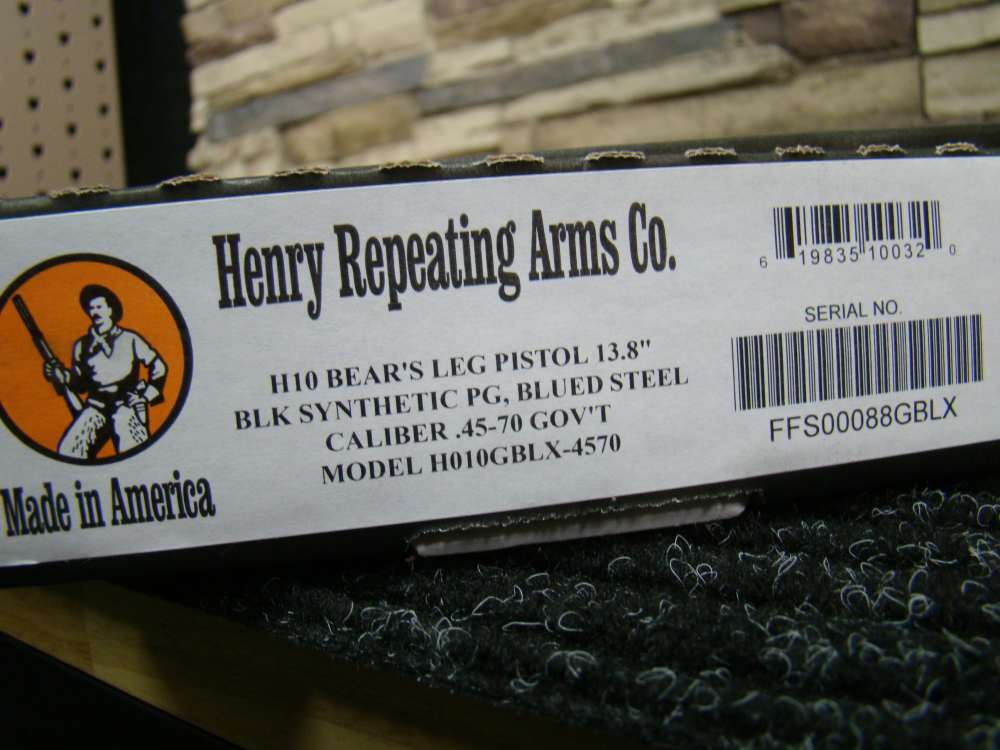 Henry H10 Bear's Leg Pistol 13.8" threaded .45-70 H-10 BEARS black 45/70 !-img-1