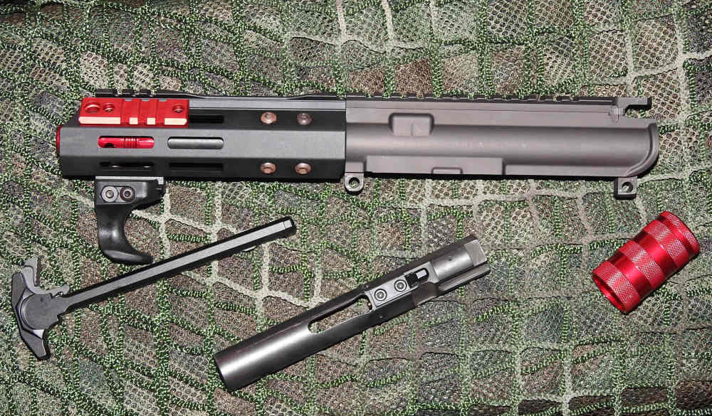 AR9/ AR-15 9mm Complete Upper Receiver w/ Anodized Red Muzzle Break & Rails-img-2