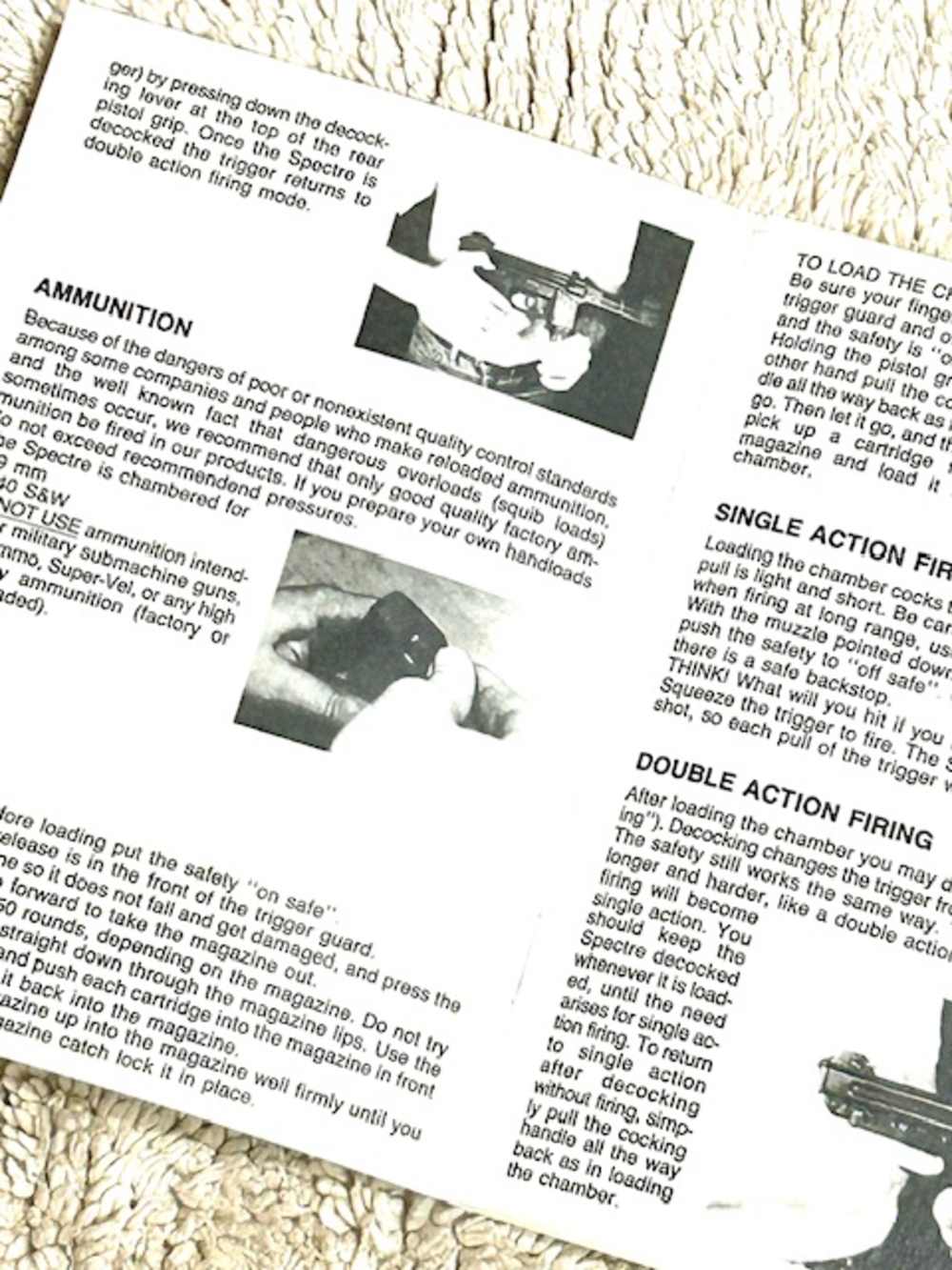 Spectre Sites HC Pistol Manual 1990-93 American Arms 9mm .40 S&W .45 acp-img-1