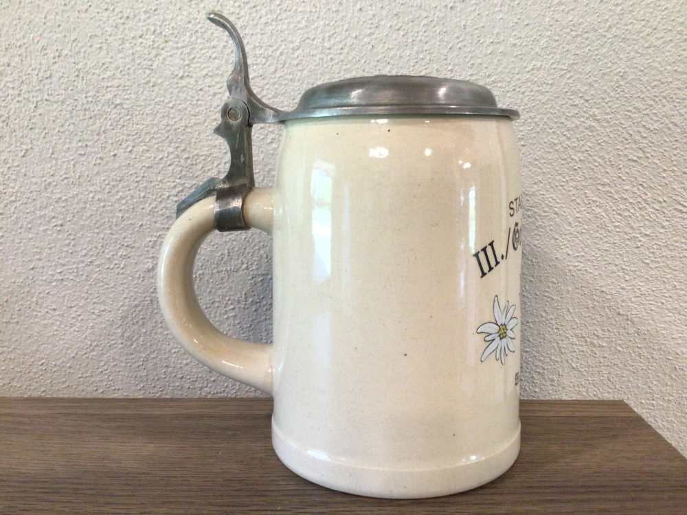 Original WWII German Mountain Division Stein W/Hat on Lid - Mint & Rare-img-1