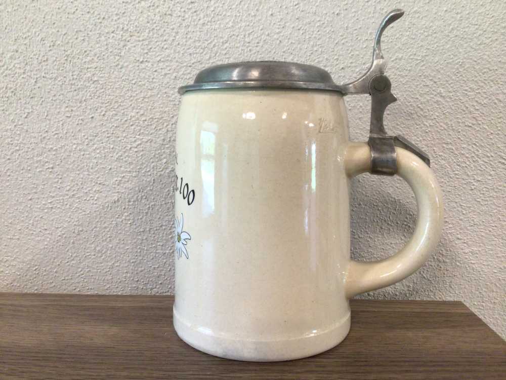 Original WWII German Mountain Division Stein W/Hat on Lid - Mint & Rare-img-5