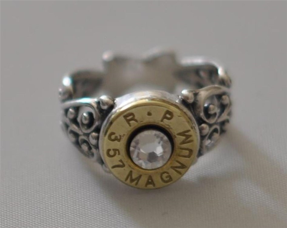 Remington Peters 357 Magnum Pistol Bullet Ring Sterling Silver 925 Sz.7-img-0