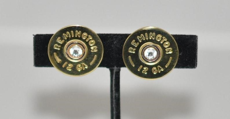 Remington 12 Gauge Shotgun Shell Bullet Earrings Sterling Silver Post-img-0