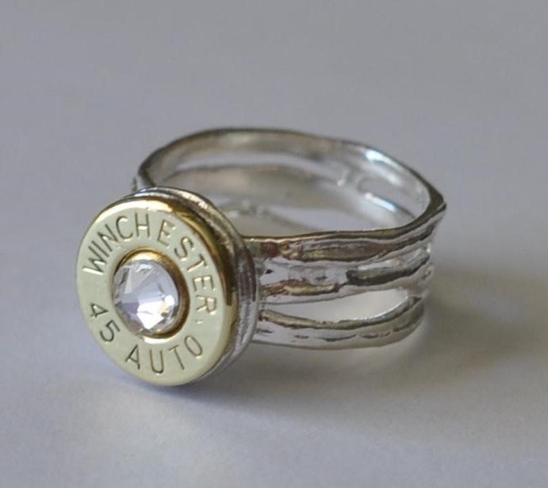 Winchester 45 Auto 1911 Pistol Bullet Ring Nature Sterling Silver 925  Sz.8-img-0