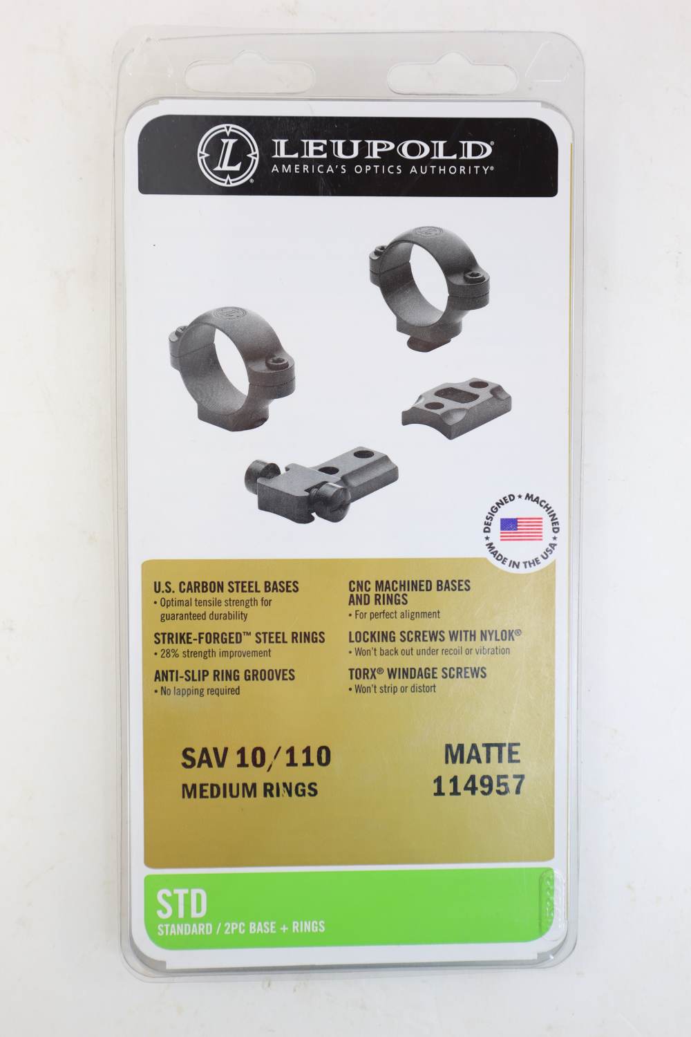 New Old Stock Leupold Standard 2 Pc Base and Medium Rings for Savage 10/110-img-0
