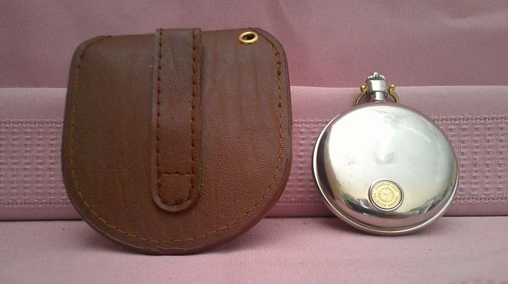 Franklin Mint Colt Peacemaker Pocket Watch 24K Gold Accents Mfg 1993 works!-img-7
