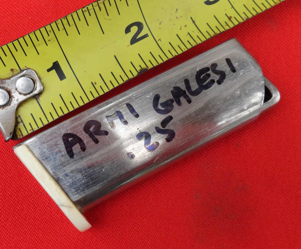 Armi Galesi .25 ACP Pistol Magazine, Nickel, Very Good-img-0