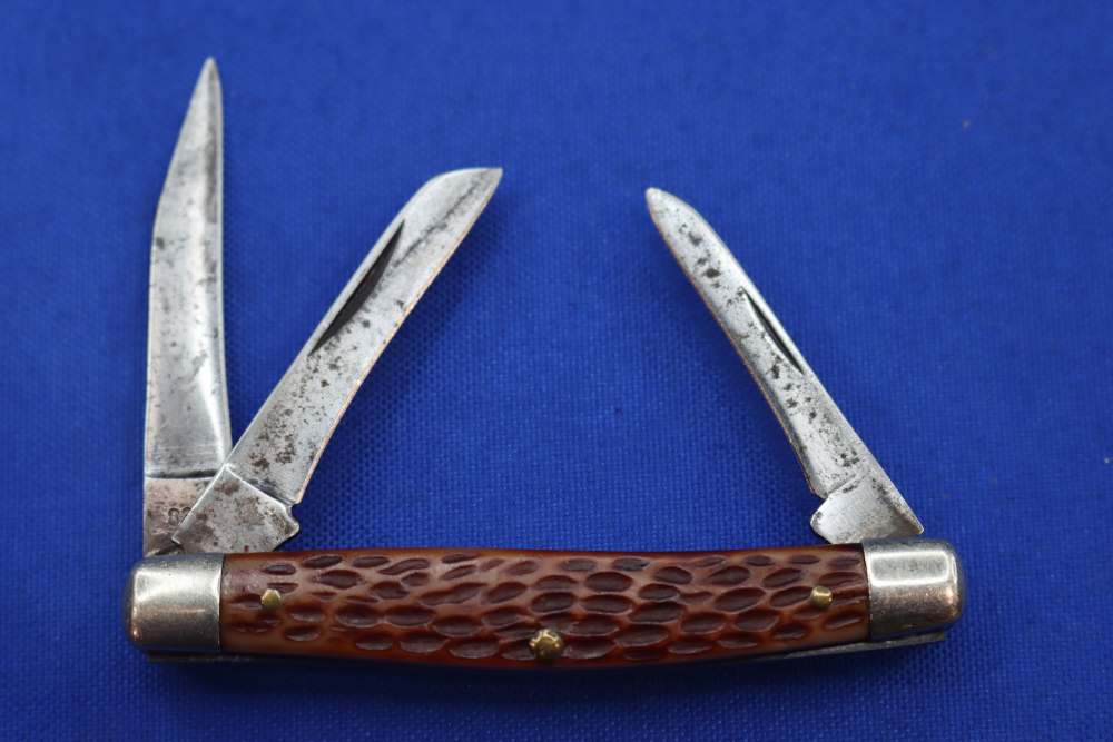 Vintage Schrade Walden NY USA 834 Stockman Pocket Knife Jigged Bone 3-Blade-img-5