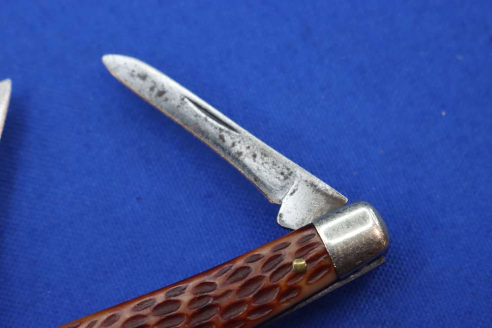Vintage Schrade Walden NY USA 834 Stockman Pocket Knife Jigged Bone 3-Blade-img-6
