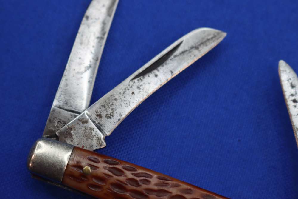Vintage Schrade Walden NY USA 834 Stockman Pocket Knife Jigged Bone 3-Blade-img-7