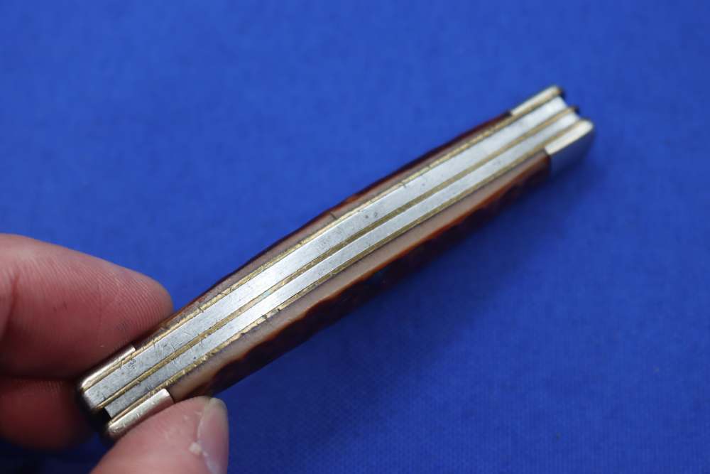 Vintage Schrade Walden NY USA 834 Stockman Pocket Knife Jigged Bone 3-Blade-img-11