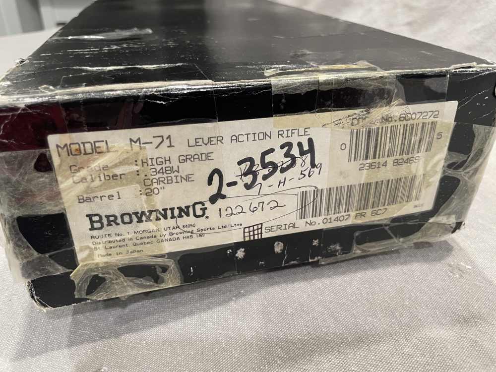 Browning M-71 Lever Action Rifle Factory Box Carbine 20" .348 1987 Good-img-2