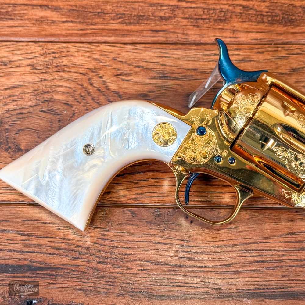 Colt SAA 1 of 3 Gold Engraved Cutaway Fire Blue Pearl NIB Factory Letter-img-22