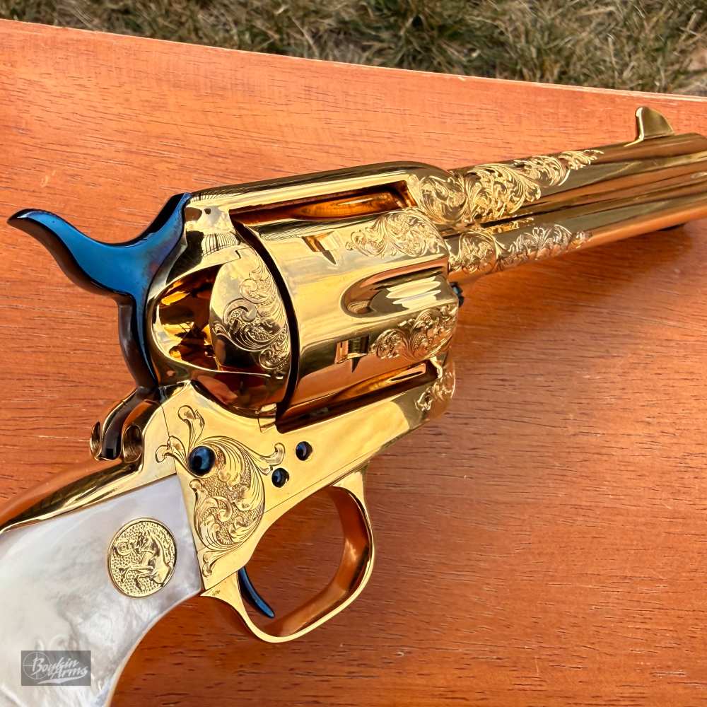 Colt SAA 1 of 3 Gold Engraved Cutaway Fire Blue Pearl NIB Factory Letter-img-12