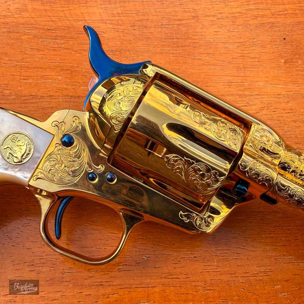 Colt SAA 1 of 3 Gold Engraved Cutaway Fire Blue Pearl NIB Factory Letter-img-0