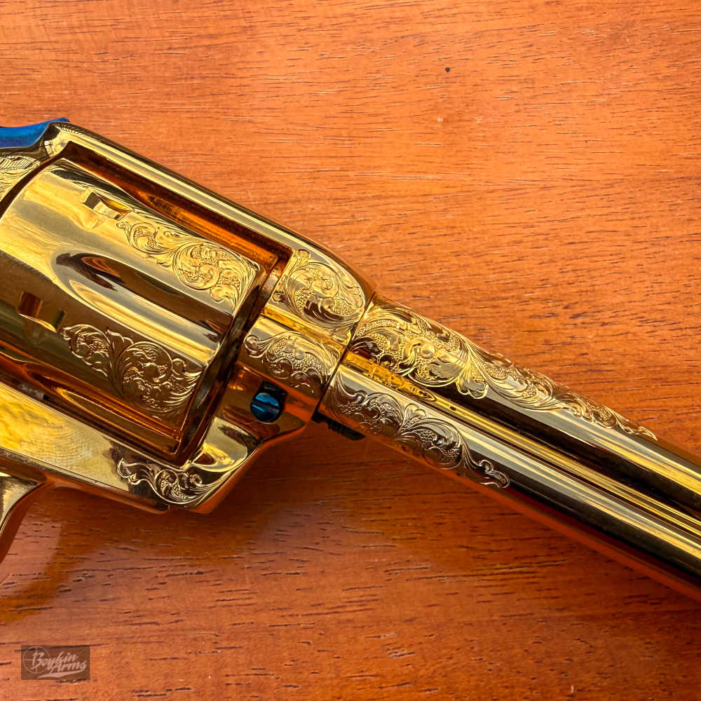 Colt SAA 1 of 3 Gold Engraved Cutaway Fire Blue Pearl NIB Factory Letter-img-9