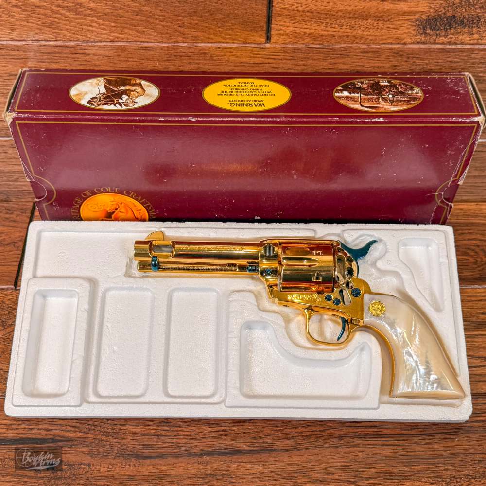 Colt SAA 1 of 3 Gold Engraved Cutaway Fire Blue Pearl NIB Factory Letter-img-2