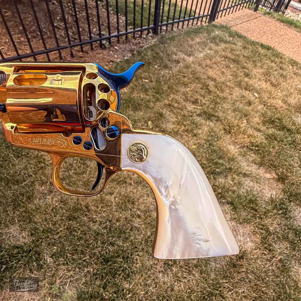 Colt SAA 1 of 3 Gold Engraved Cutaway Fire Blue Pearl NIB Factory Letter-img-50