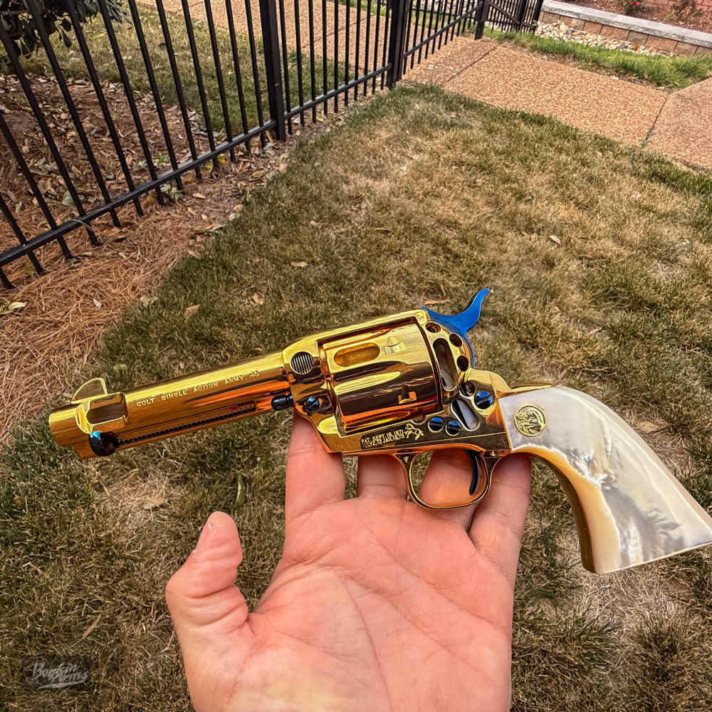 Colt SAA 1 of 3 Gold Engraved Cutaway Fire Blue Pearl NIB Factory Letter-img-55