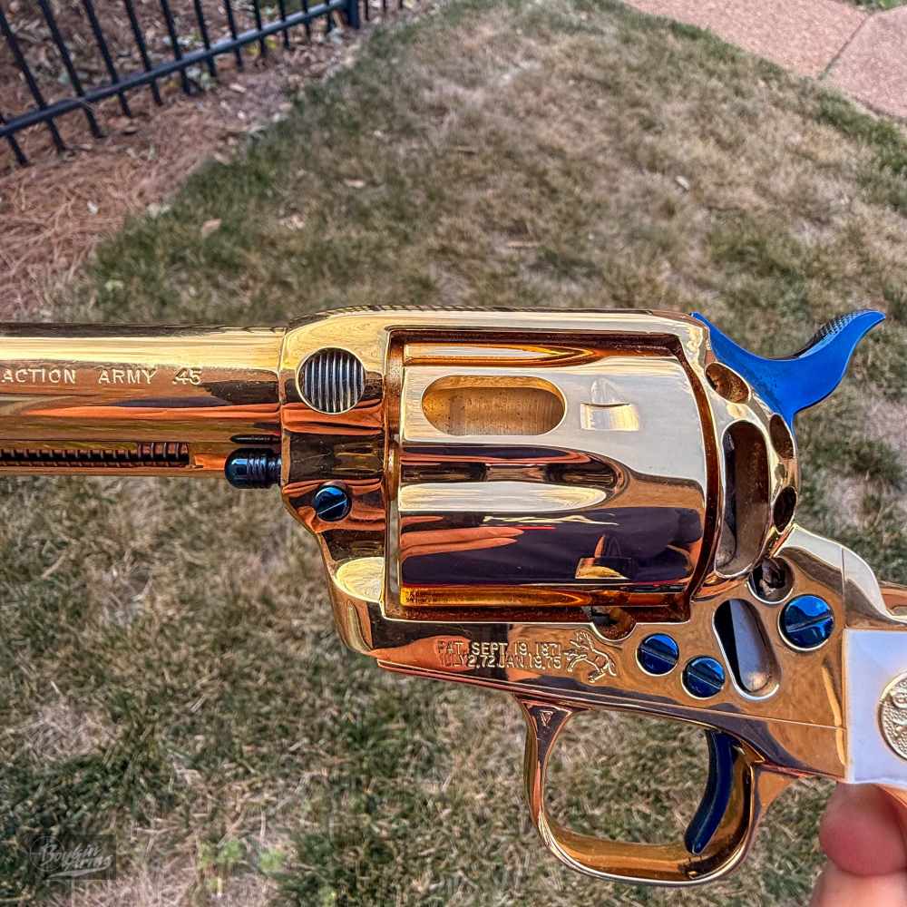 Colt SAA 1 of 3 Gold Engraved Cutaway Fire Blue Pearl NIB Factory Letter-img-44