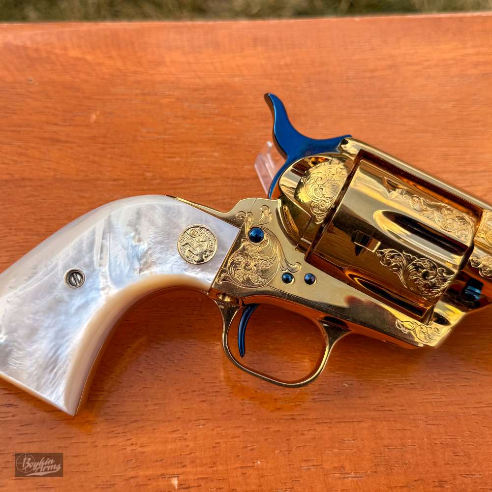 Colt SAA 1 of 3 Gold Engraved Cutaway Fire Blue Pearl NIB Factory Letter-img-11
