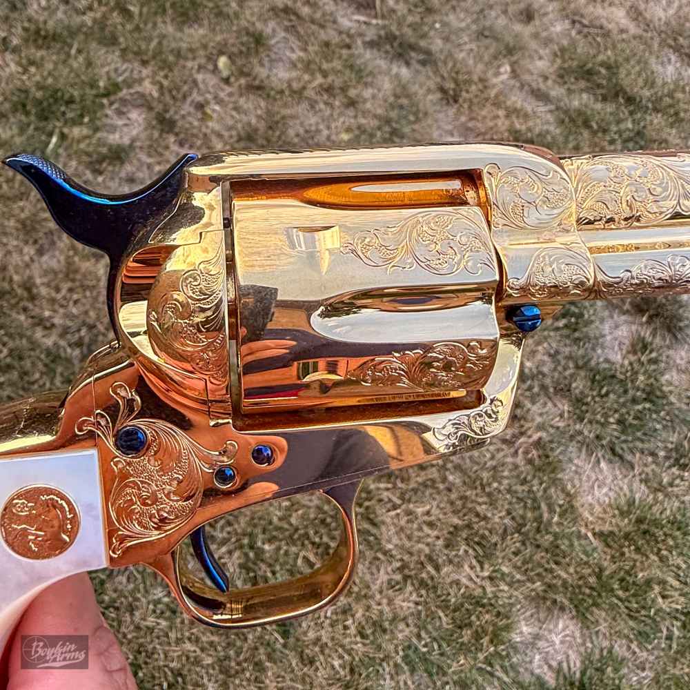 Colt SAA 1 of 3 Gold Engraved Cutaway Fire Blue Pearl NIB Factory Letter-img-40