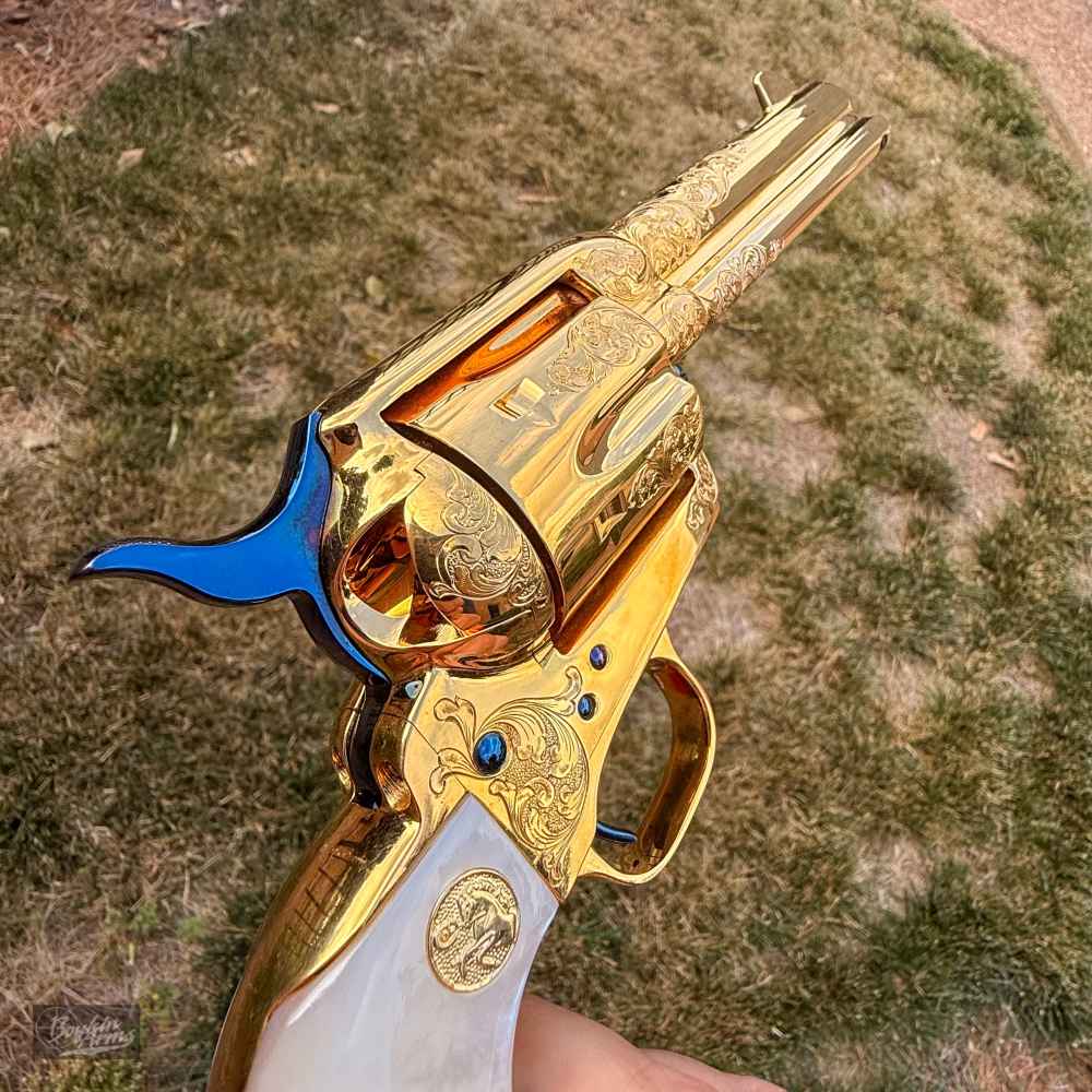 Colt SAA 1 of 3 Gold Engraved Cutaway Fire Blue Pearl NIB Factory Letter-img-49