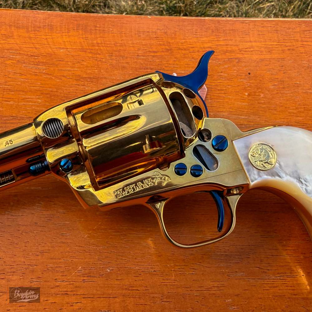 Colt SAA 1 of 3 Gold Engraved Cutaway Fire Blue Pearl NIB Factory Letter-img-1
