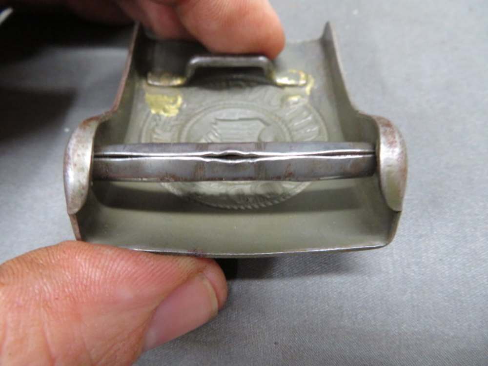 WWII GERMAN ARMY BELT BUCKLE-ORIGINAL-MARKED “N & H 1941”-img-6