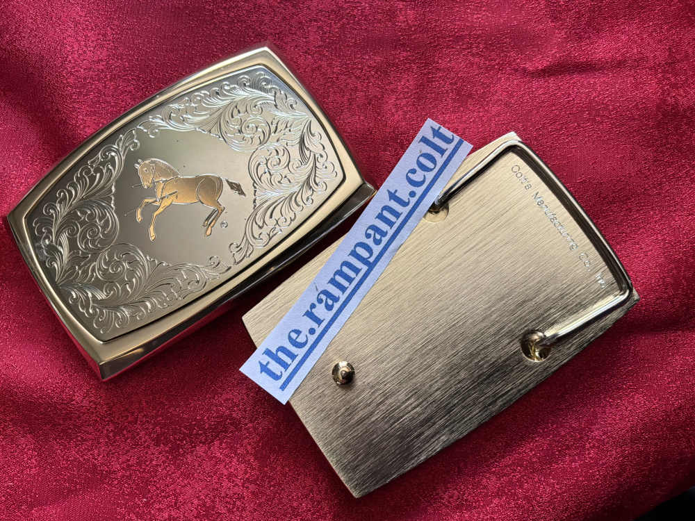 1998 Very Rare Colt ENGRAVED Rampant Colt Buckle Factory New shipping $6.75-img-0