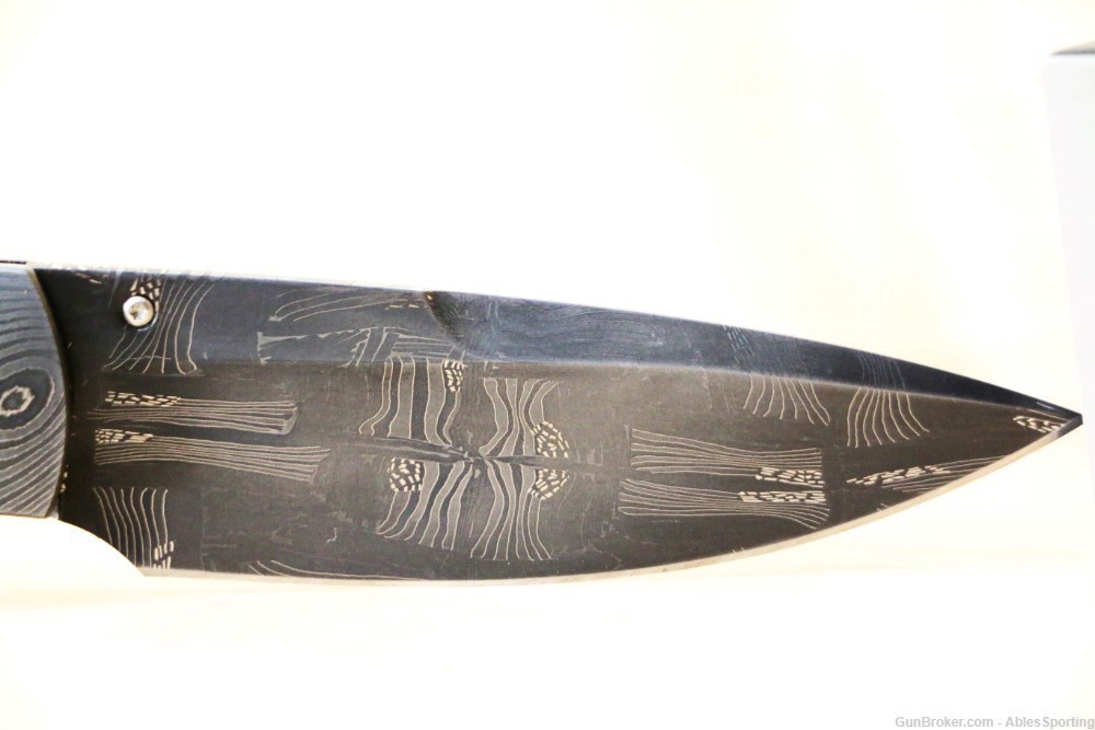 William Henry Spearpoint Dignity, Damascus Blade Carved Banded Agate Handle-img-4