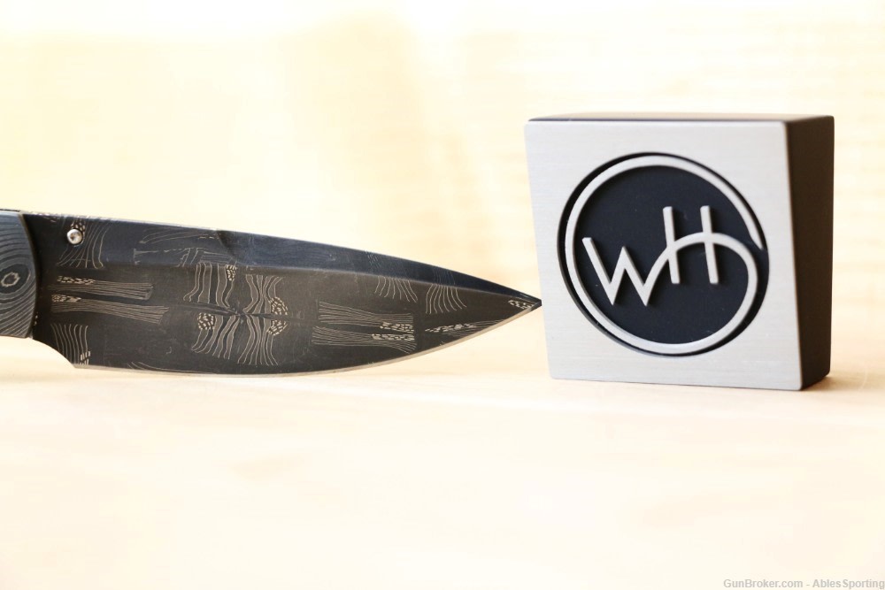 William Henry Spearpoint Dignity, Damascus Blade Carved Banded Agate Handle-img-5