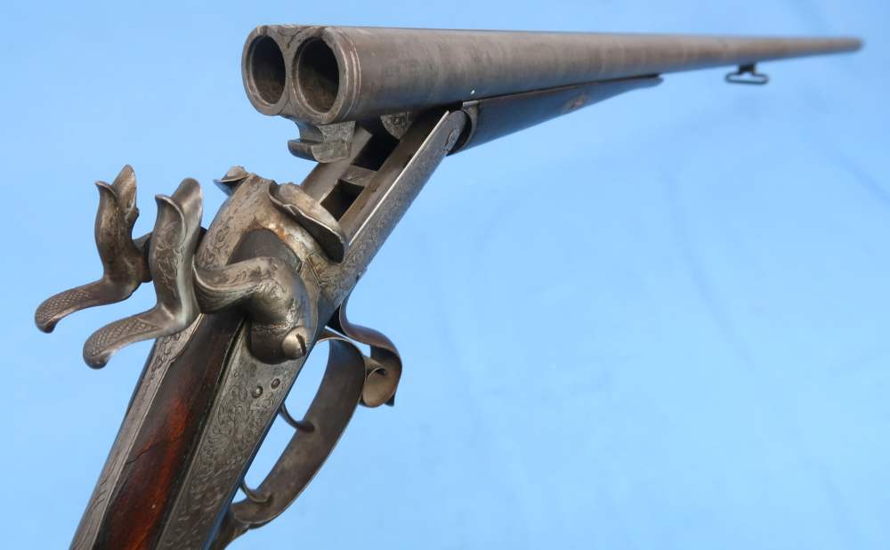 German Carl Bressel Double 16 Ga Pinfire Engraved Antique 1860-1890-img-59