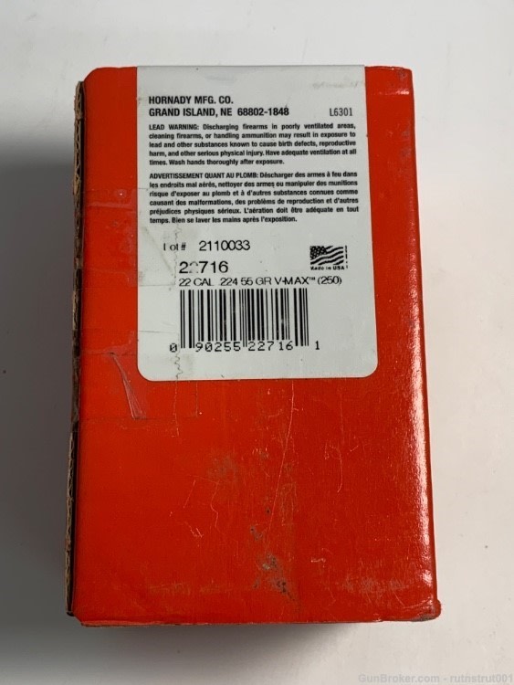 Hornady 22 Caliber 55 Gr VMAX 22716 250CT. Per Box-img-2
