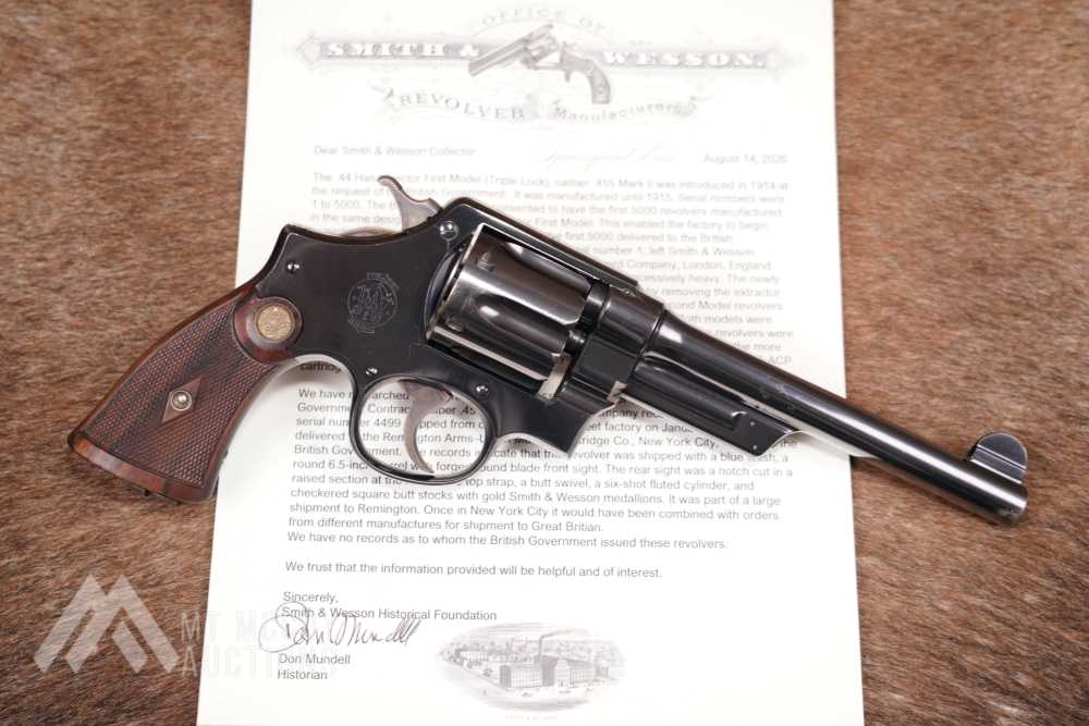 British Smith & Wesson S&W .455 Mark II 1st Model Triple Lock Revolver C&R-img-0